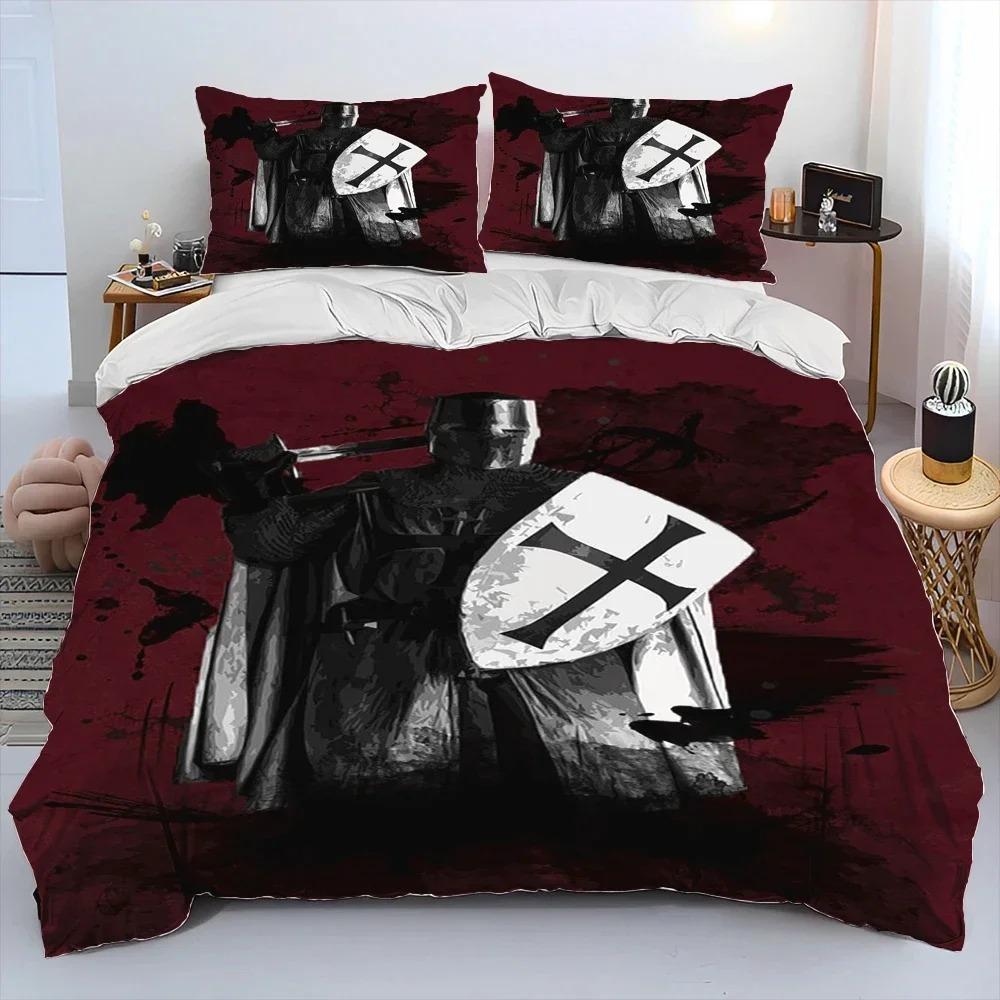 Cavalier Knight Templar Crusaders Bedding Set Duvet Cover Bed Set Quilt Cover Pillowcase Comforter King Queen Size Boys Adult