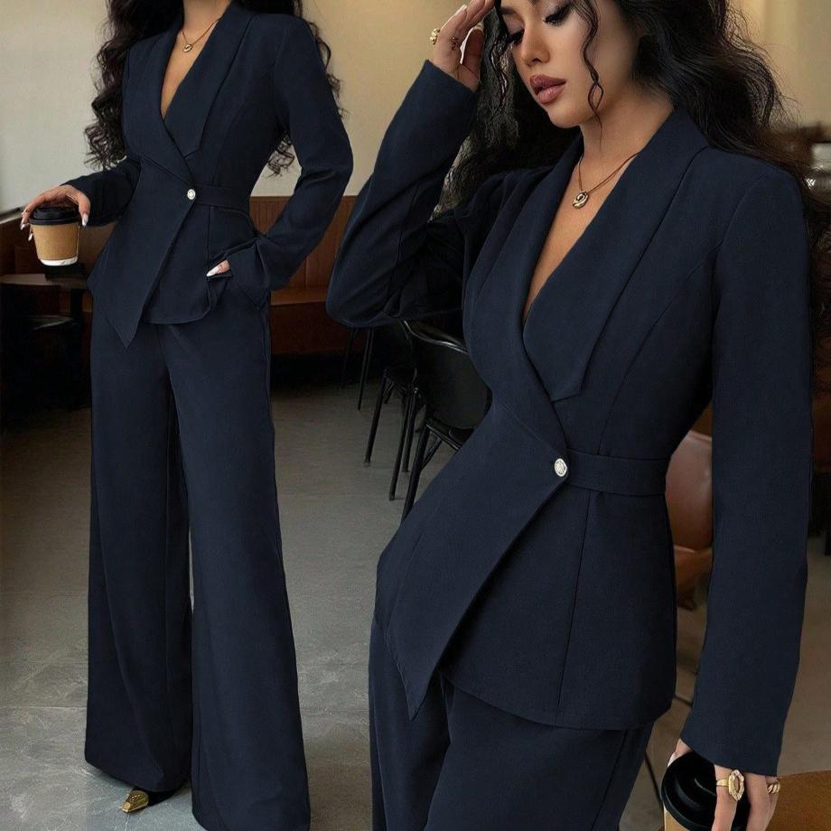 Costume d'automne pour femme, tempérament, mode, blazer à manches longues, pantalon droit, ensemble deux pièces haut et bas