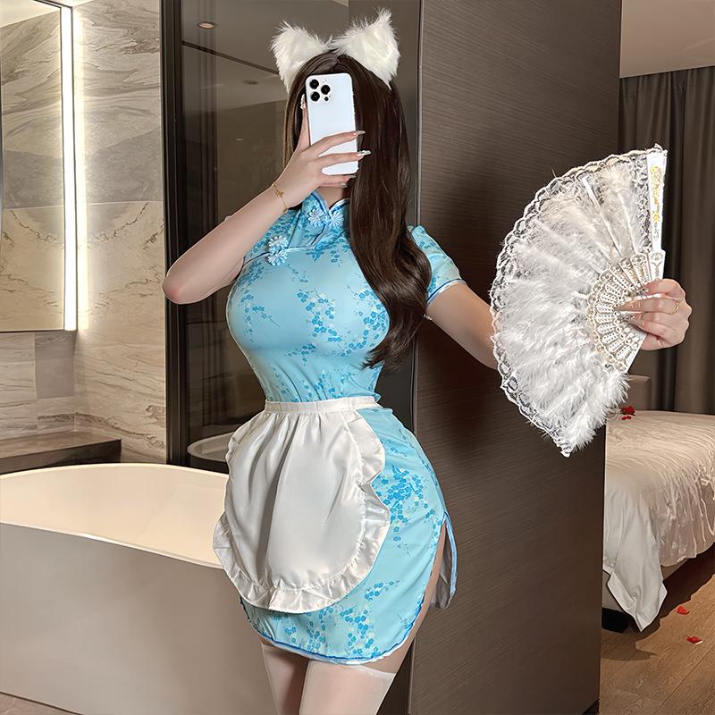 Linlin Ting Chinese Maid Qipao Passionate Quick Release Role Play Lingerie Set