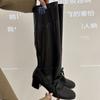 Retro strap niche design pants boots thick heel thick-soled boots women's knee pointed high knight boots