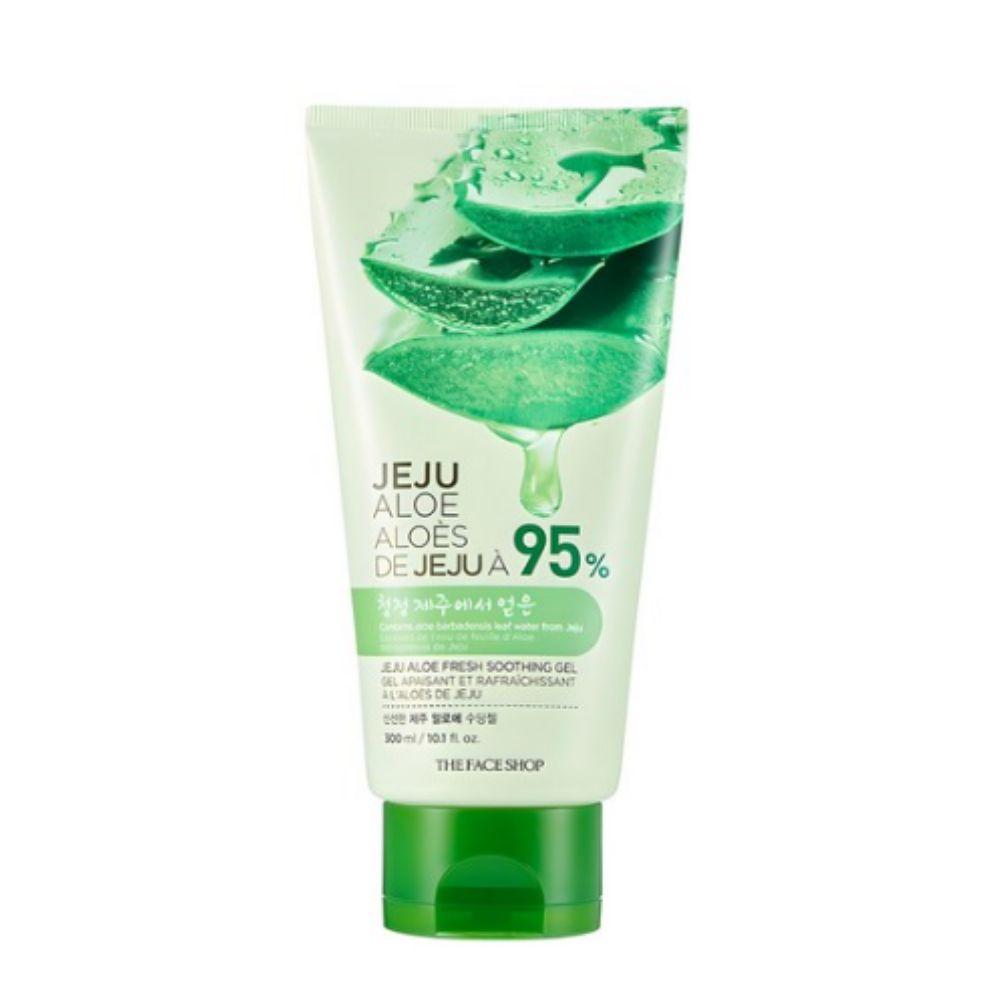 The Face Shop Fresh Jeju Aloe Soothing Gel 300ml (1 Pack) - 99% Aloe Vera Hydrating Gel