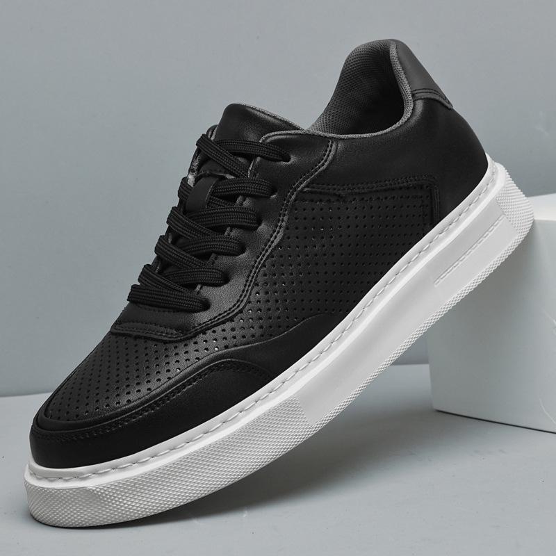 Korean Style Men's White Thick Sole Breathable Casual Sneakers