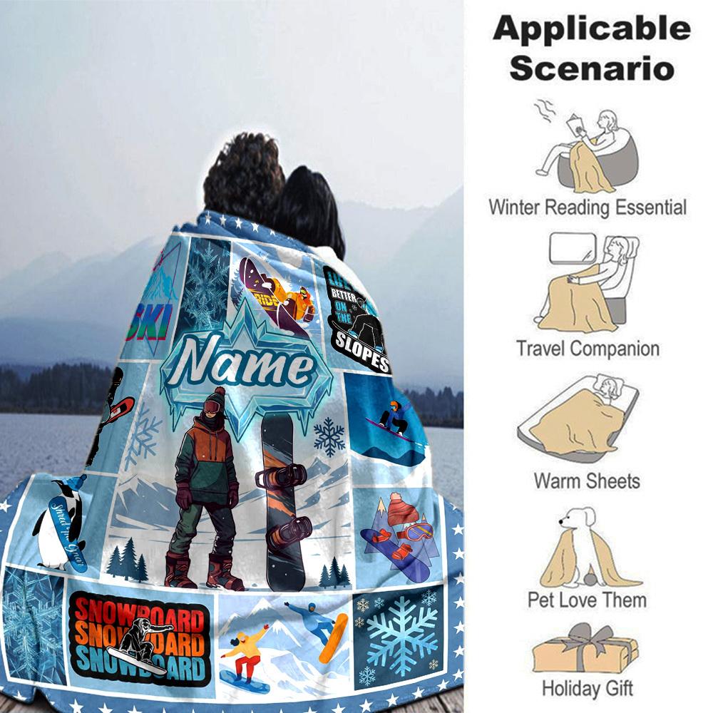Snowboarding Adventure Customize Your Name Home Blanket S Comfortable Soft Lightweight Allseason Multipurpose Blanket For Picnics Couches Offices Beds