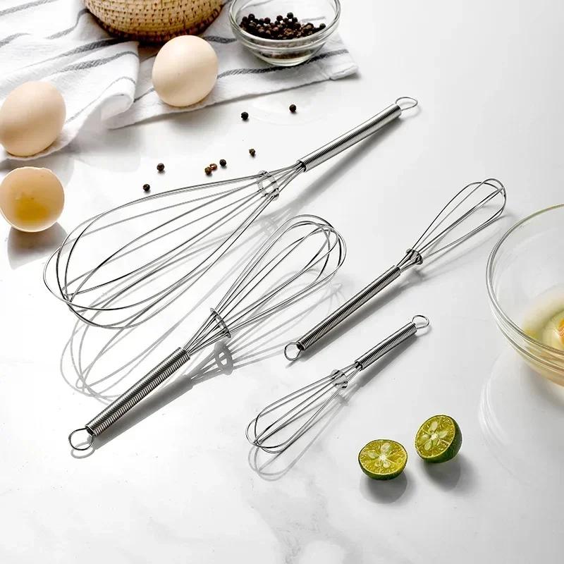 New Multifunctional Rotary Manual Egg Beater Mixer Mini Kitchen Egg Whisk Bake Tool Egg Agitator Stainless Steel Eco-Friendly
