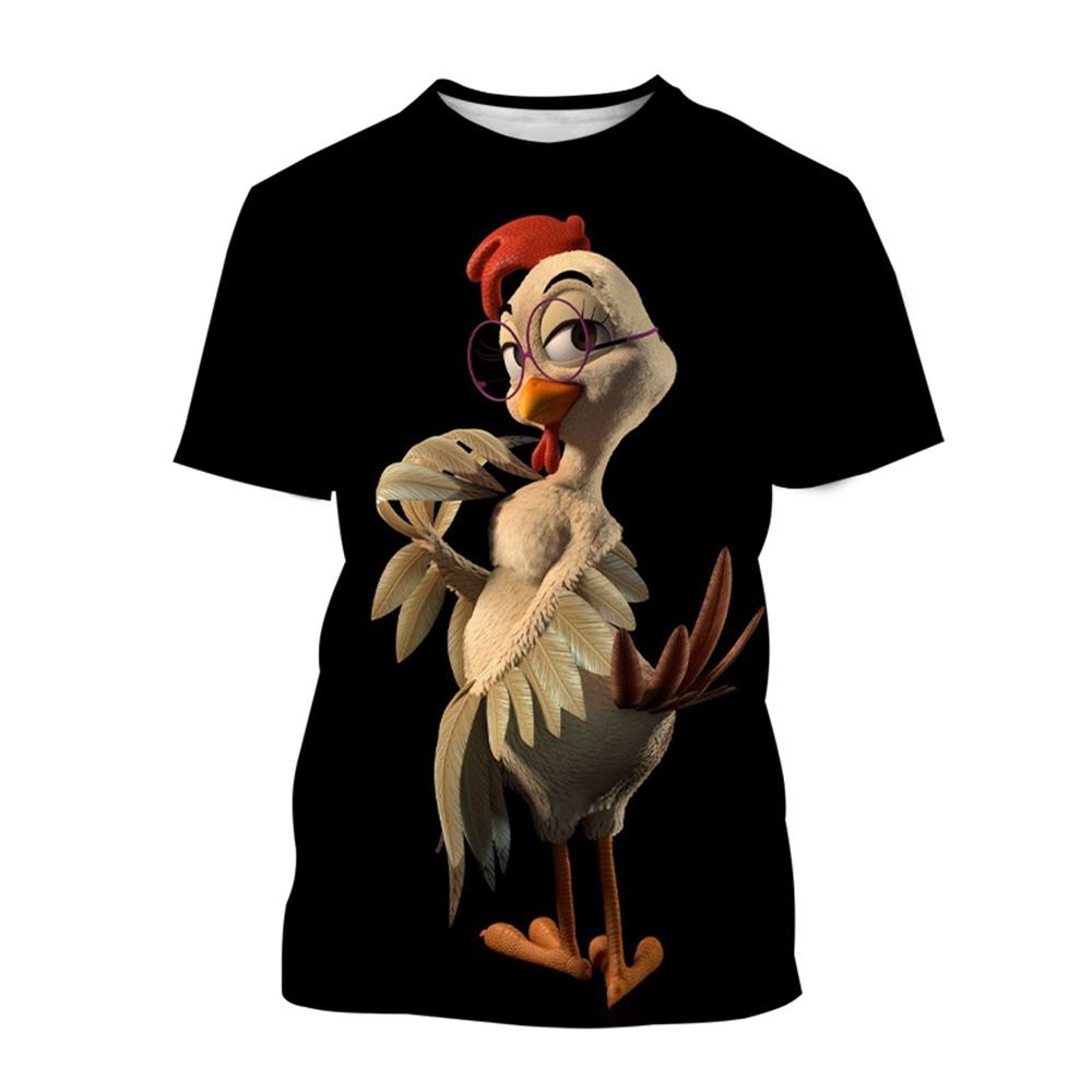 Fashion 3D Printed Cartoon Chicken Pattern T-shirts Street Funny Anime Top Casual Design Short Sleeved Men's and Women's Unisex T-shirts