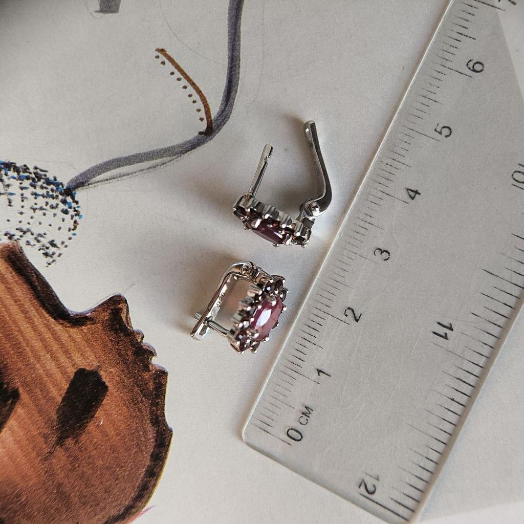 Silver Earrings with Natural Ruby 3.225ct, Garnet (2195528)