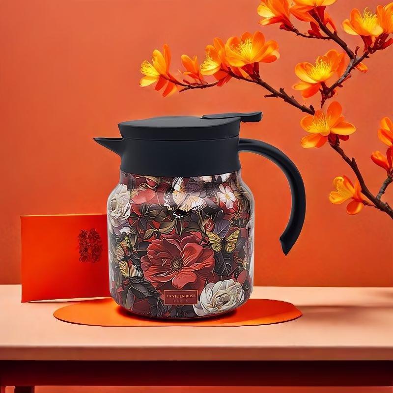 Shangqi Wood Grain Stainless Steel Insulated Tea Pot with Tea Infuser