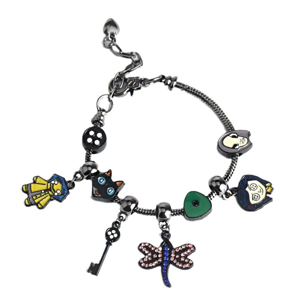 Anime Coraline die geheime Tür Armband Anhänger Coraline Emaille Anhänger Cosplay Geschenk für Männer Frauen Rucksack Schmuckzubehör