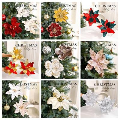 Sequin Velvet Flower Christmas Ornament Decoration