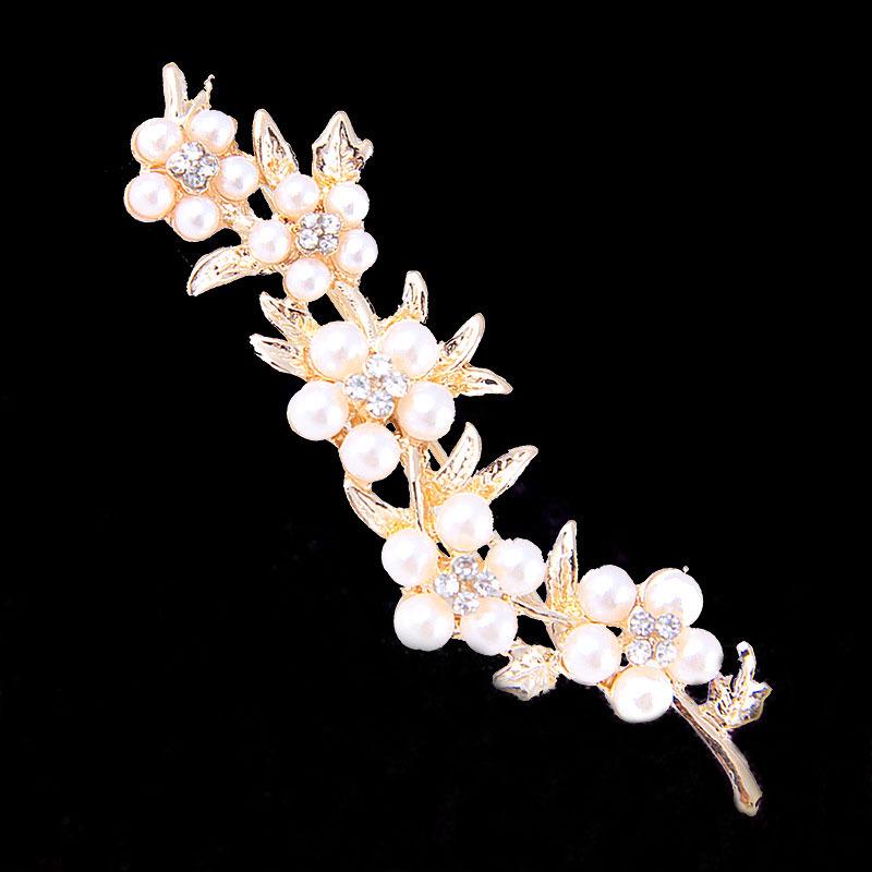 Gold Plated Pearl Plum Blossom Brooch Lapel Pin - Yiwu Accessories Utei