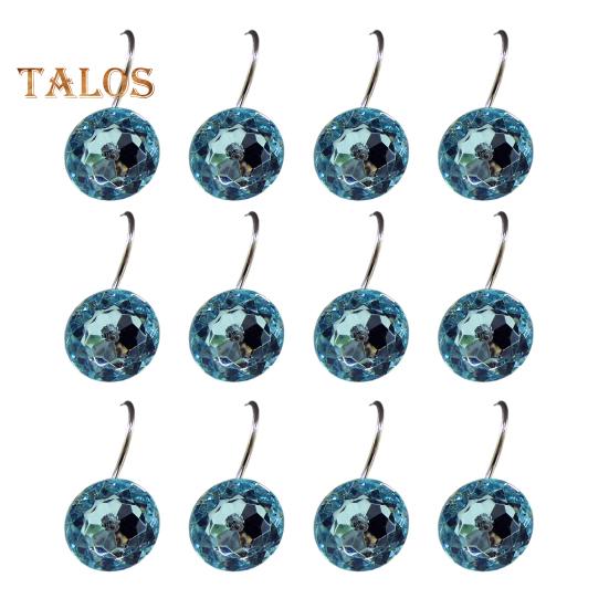 

12 шт. S-образных металлических крючков, набор прочных несущих, устойчивых к ржавчине, многофункциональных ромбовидных декоративных крючков для душевой занавески светло-синий