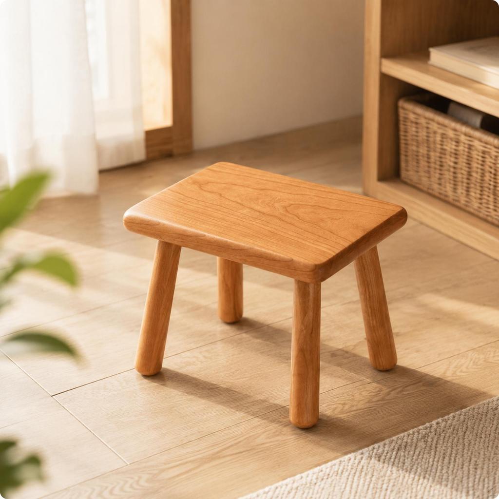 Cherry Wood Stool Fully Assembled Children's Multi-Functional for Bedroom