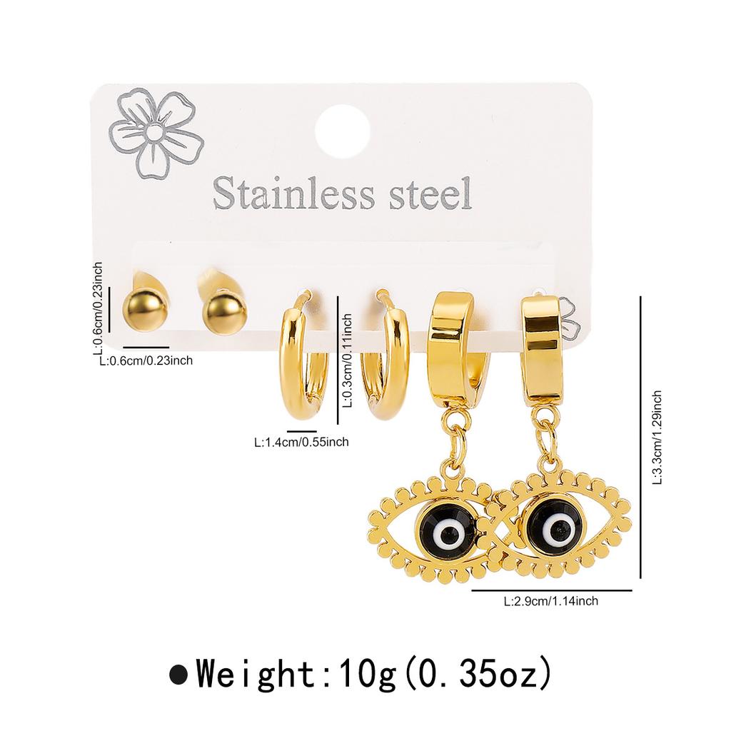 Fashion Stainless Steel Ear Clip Set Versatile Minimalist Temperament Personality Eye Earrings Women Jewelry