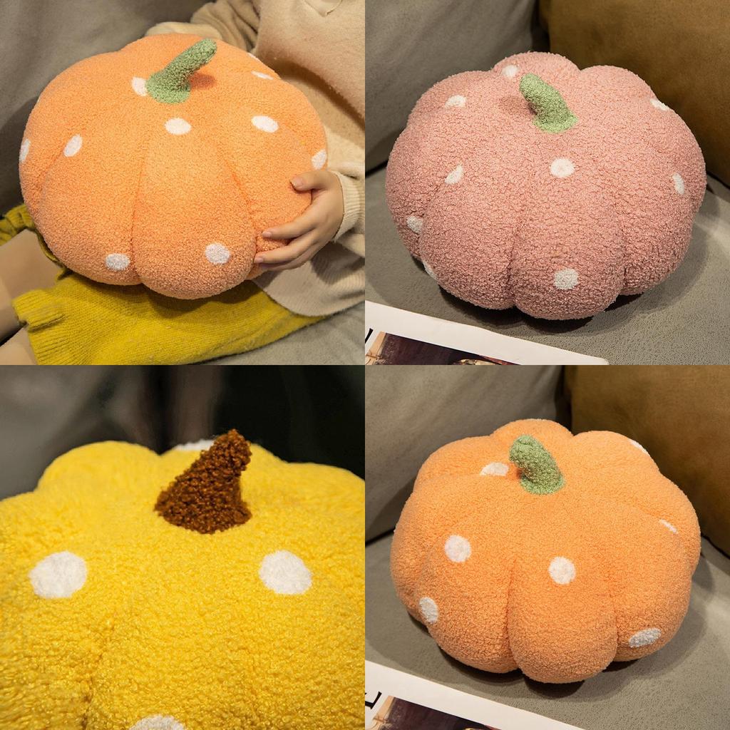 Cute Colorful Polka Dot Pumpkin Pillow Toy For Halloween Decor