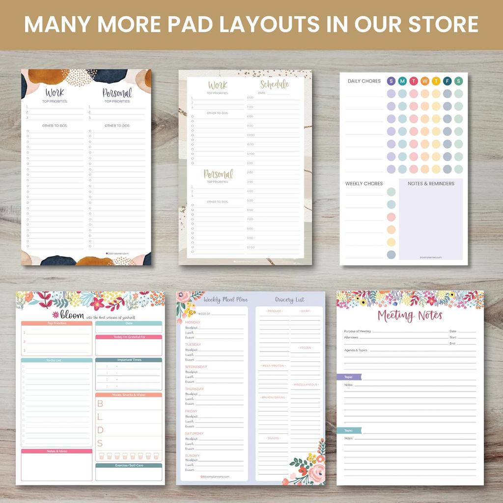 bloom daily planners Weekly Meal Planning Pad - Magnetic Hanging Refrigerator Menu Planner with Tear-Off Sheets & Perforated Grocery Shopping Lists -