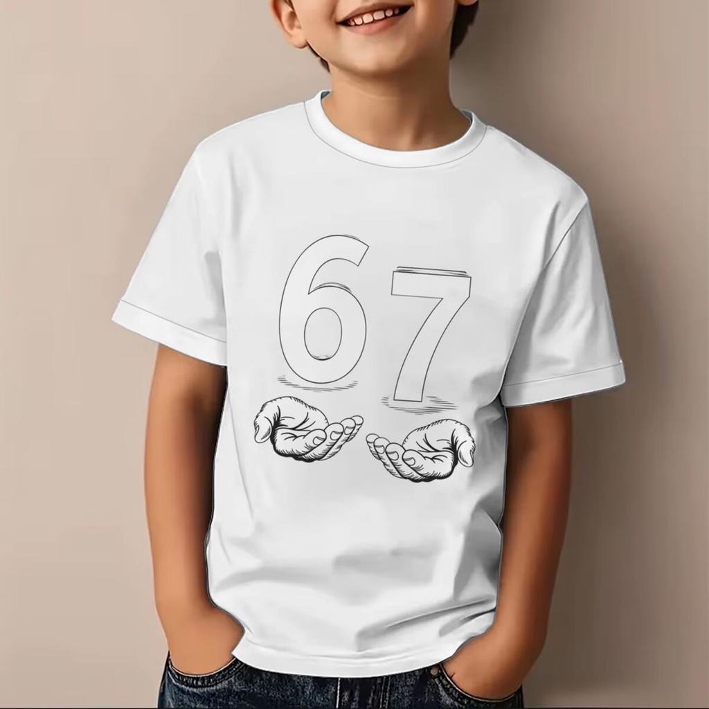Kids Clothes Cool 6 7 Meme Graphic Soft Cotton Tee Birthday Gift Kids Number 67 Tshirt Girls Boys 7th Birthday Shirt