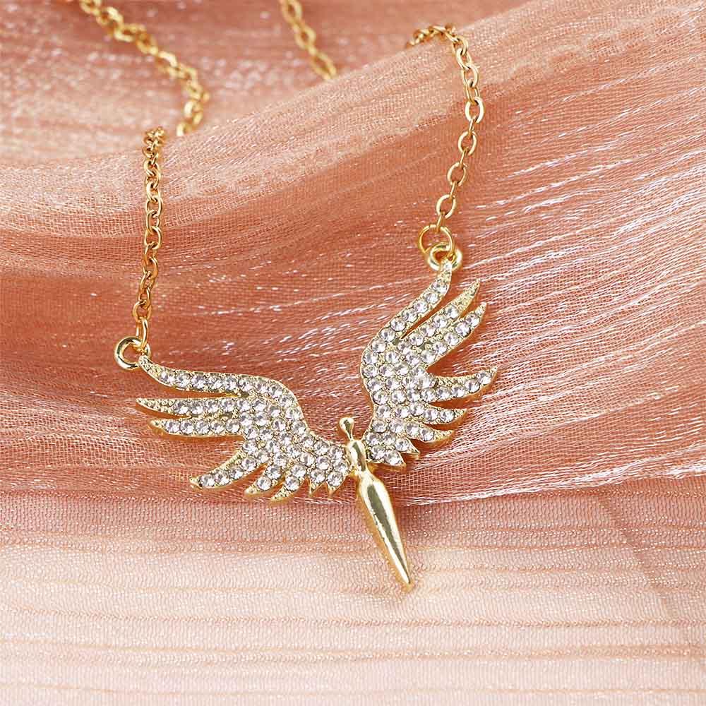 Wings Rhinestones Adjustable Pendant Woman Necklaces Clavicle Chain Choker Korean Neck Jewelry