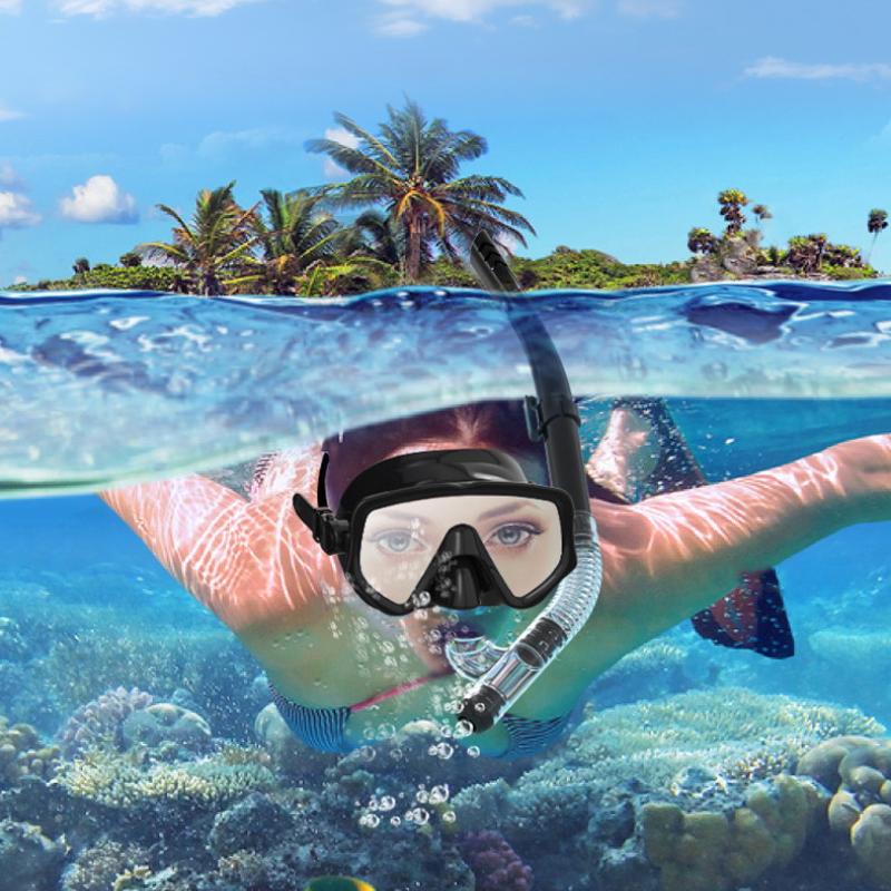 1Pc Swimming Goggles Underwater Snorkeling Mask Waterproof Breathing Diving Snorkeling Mask No Leaking With Breathing Tube