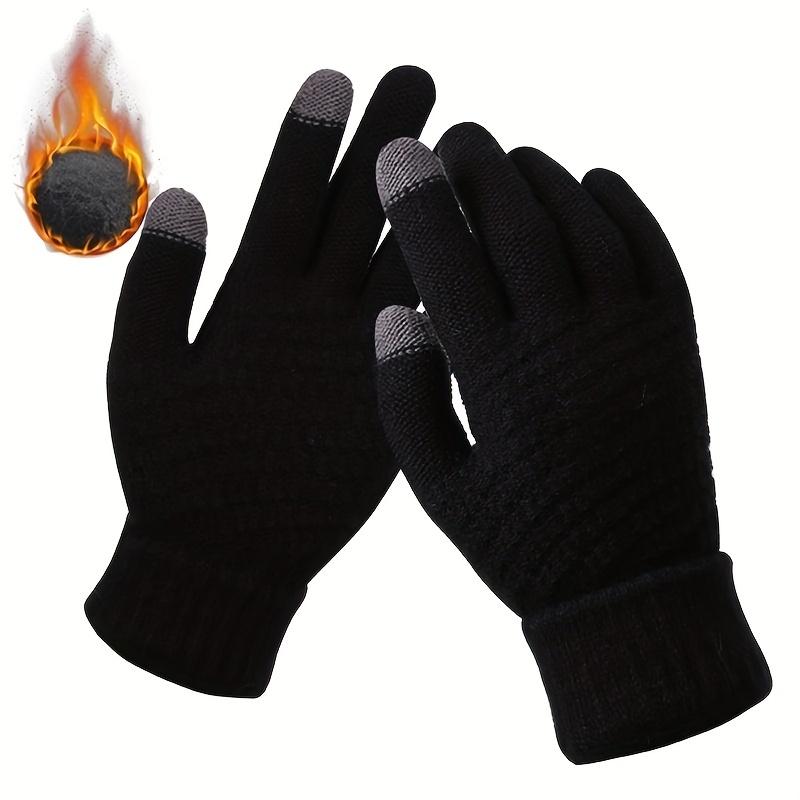 1PCS 1pair Winter Touch Screen Gloves, Unisex Warm Elastic Knitted Gloves With Full Finger Thickened Version