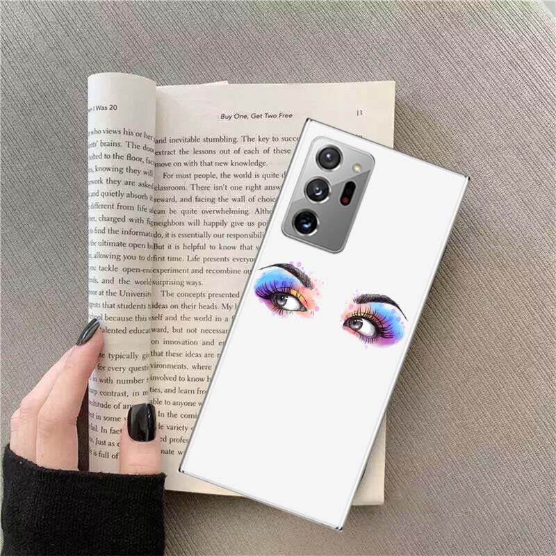 Eyelash Makeup Lip Painted Phone Case For Samsung S24 S23 FE S22 S25 Ultra S21 Plus Galaxy S20 FE S25 Edge Cover Capa Soft TPU F