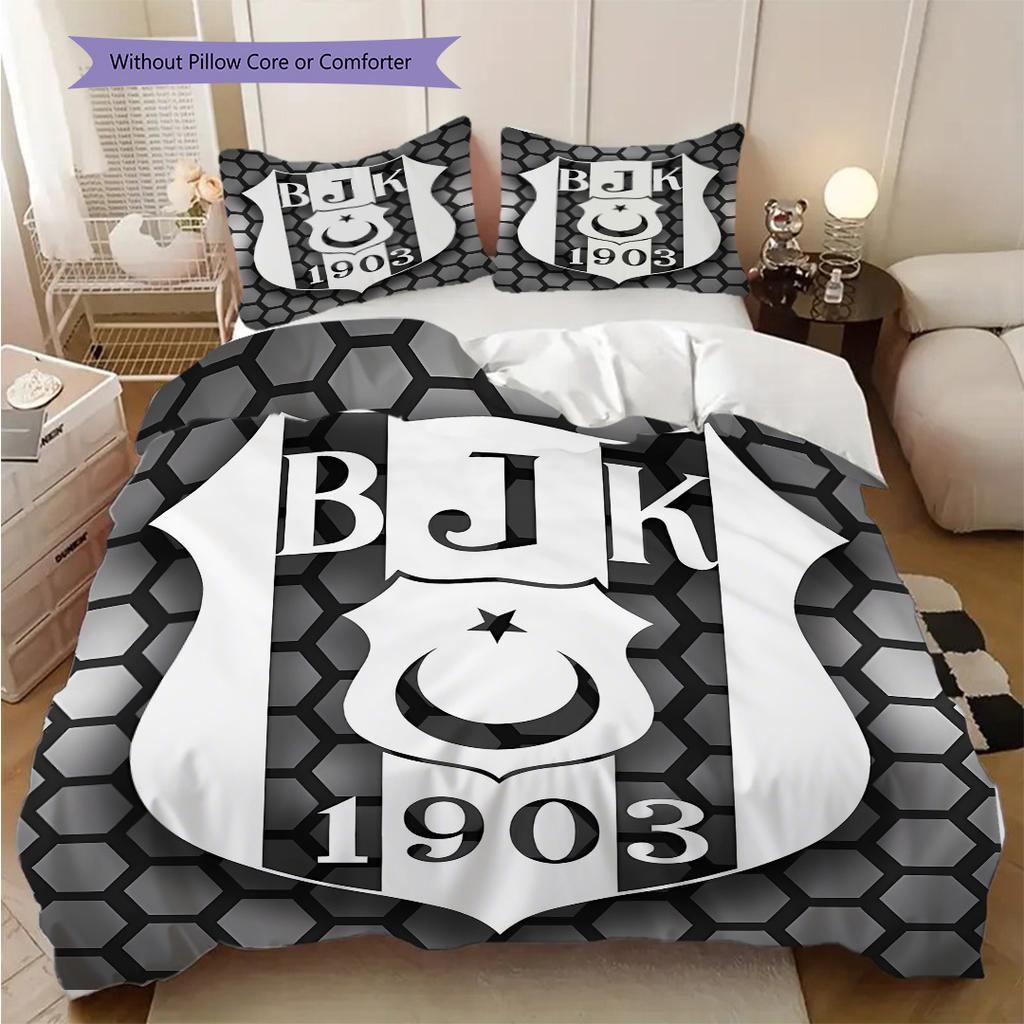 Besiktas logotyp Mönster Sängkläder Täcke Set Påslakan Örngott Heminredning Födelsedagspresent (1 * påslakan + 2 * örngott, utan kärna)