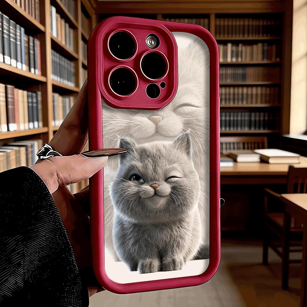 Zwinkerndes graues Kätzchen Weiche TPU-Handyhülle für iPhone 17 16 15 14 13 12 11 Pro Max Plus Stoßfeste Anti-Rutsch-Hülle