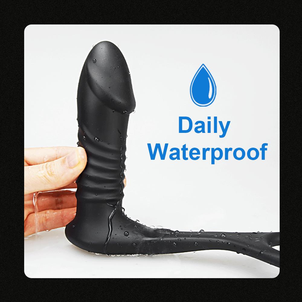 Teleskopiske dildoer Prostata Massasjeapparat Anal Vibrator Forsinkelse Ejakulasjonslås Ring Silikon Anal Butt Plug Hale Sexleketøy for menn Gay
