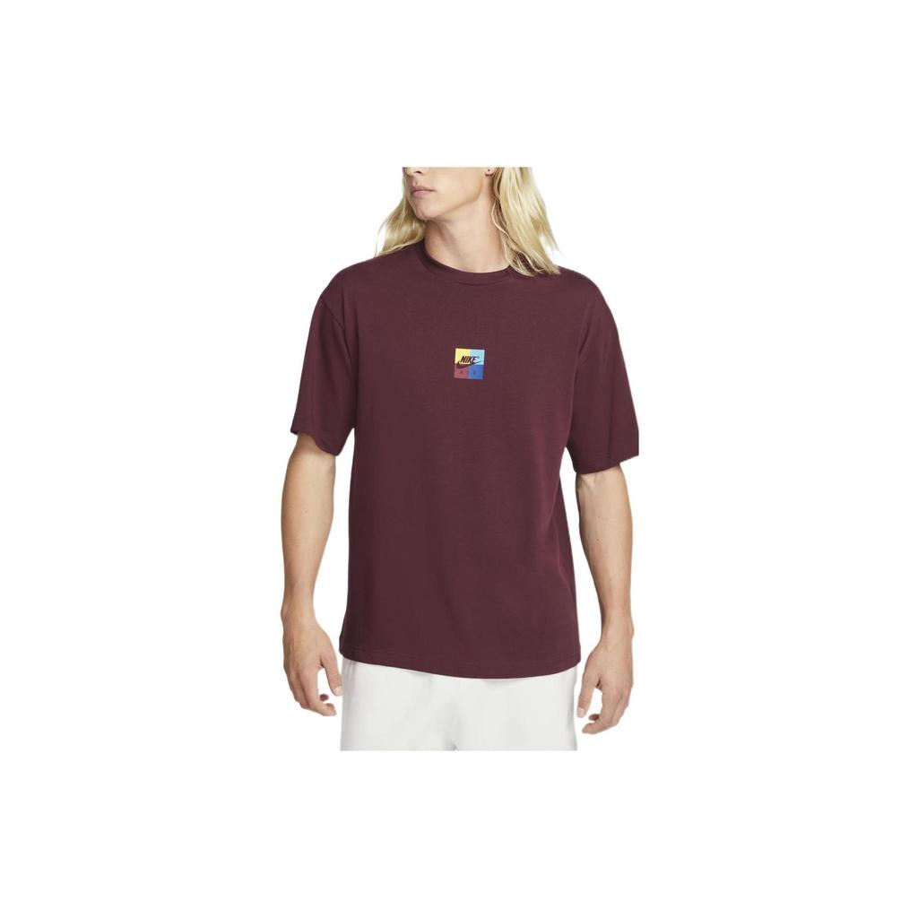 Nike Alphabet Print Crewneck Short Sleeve T-Shirt Men Tops Night-Brown Red FD8541-681