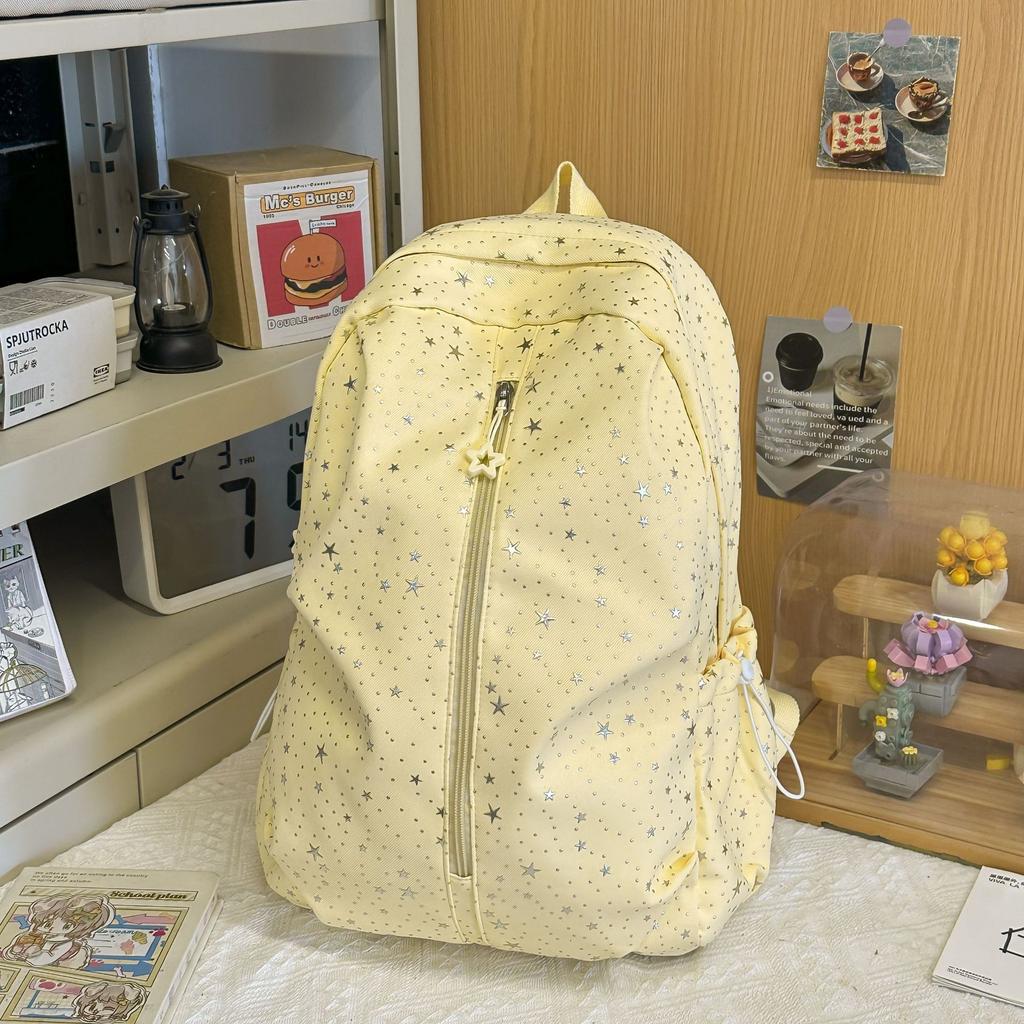 Schoolbag high value star backpack female college student lightweight simple schoolbag Korean ins style high school student casual backpack