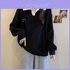 Long Sleeve Sweatshirt For Women With Geometric Print And Loose Fit For Commuting