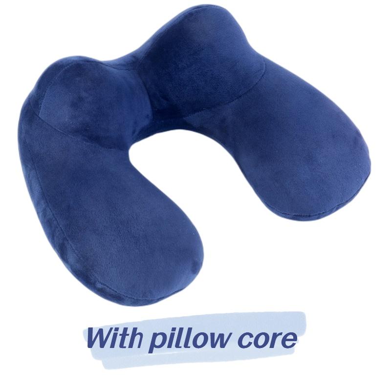 

Набор надувных U-образных подушек для шеи для путешествий с дизайном верблюжий горб , мягких и удобных Blue