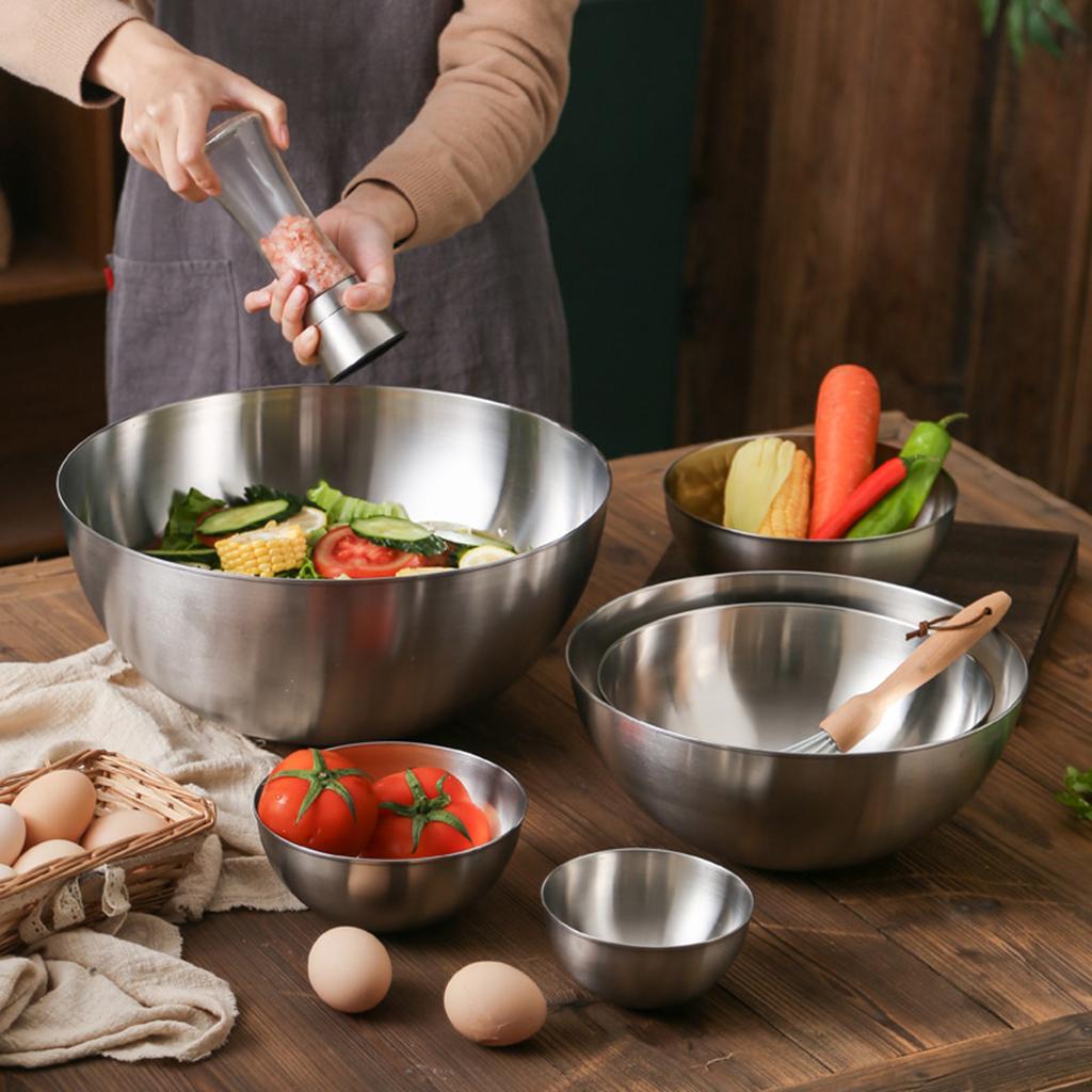 Stainless Steel Mixing Bowls Food Storage Organizers Reusable Heavy Duty for Mixing,