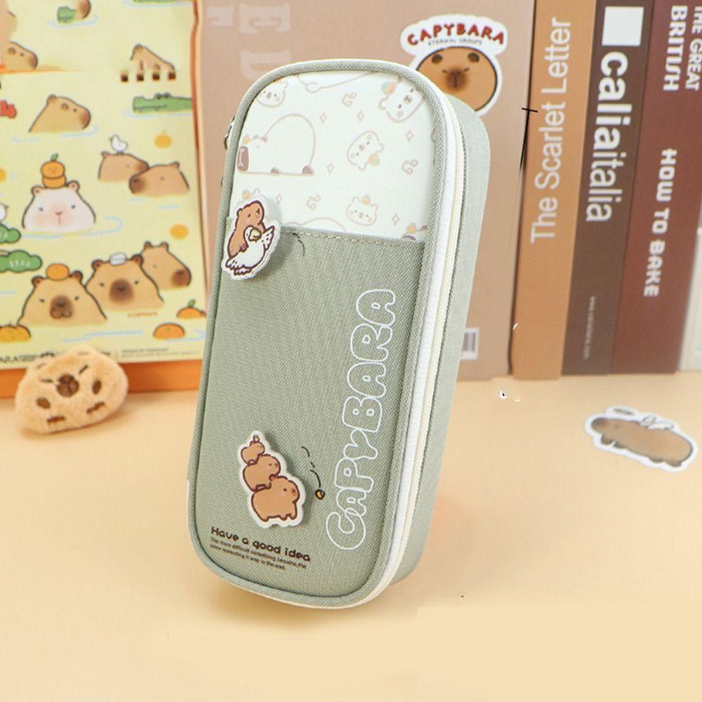 Durable Capybara Stationery Bag Large Capacity Cartoon Pencil Pouch ins Capybara Pen Bag  Students