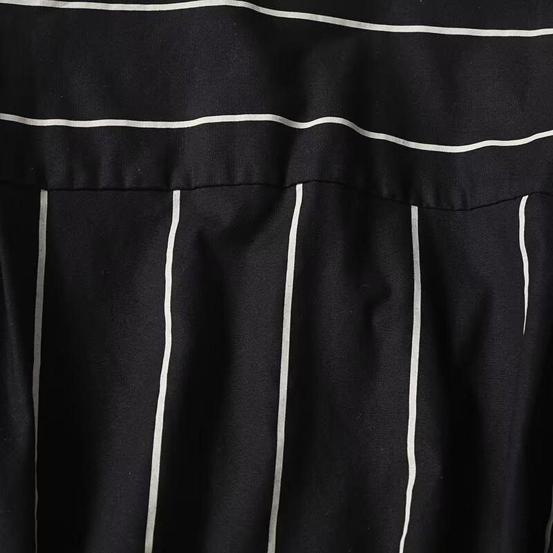 2025 Spring Women's Tie-Up Striped Turn-Down Collar Long-Sleeve Shirt - Versatile Commuter Fashion