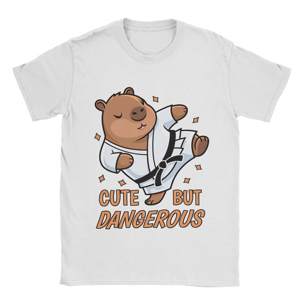 Capybara Cute But Dangerous 100 Cotton TShirt For Man Aesthetic TShirts Round Neck Trending Tee Shirt Plus Size Cheap Tops