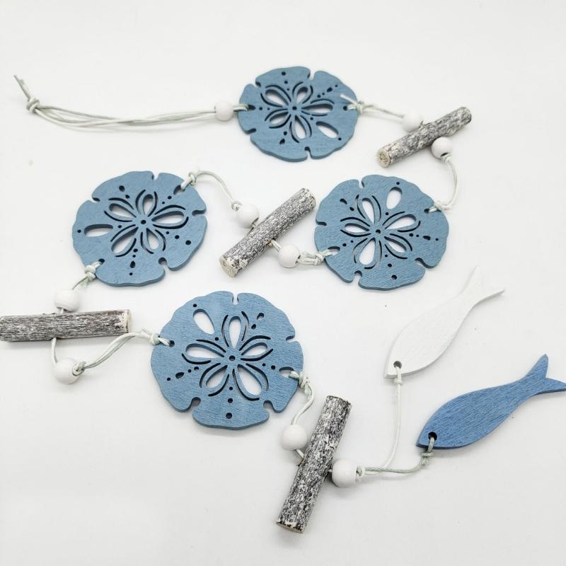 Marine Styles Wood Wall Decors Hanging Ornament Star Fish Sea Shell Sun Catcher For Indoor And Outdoor Garden Decoration
