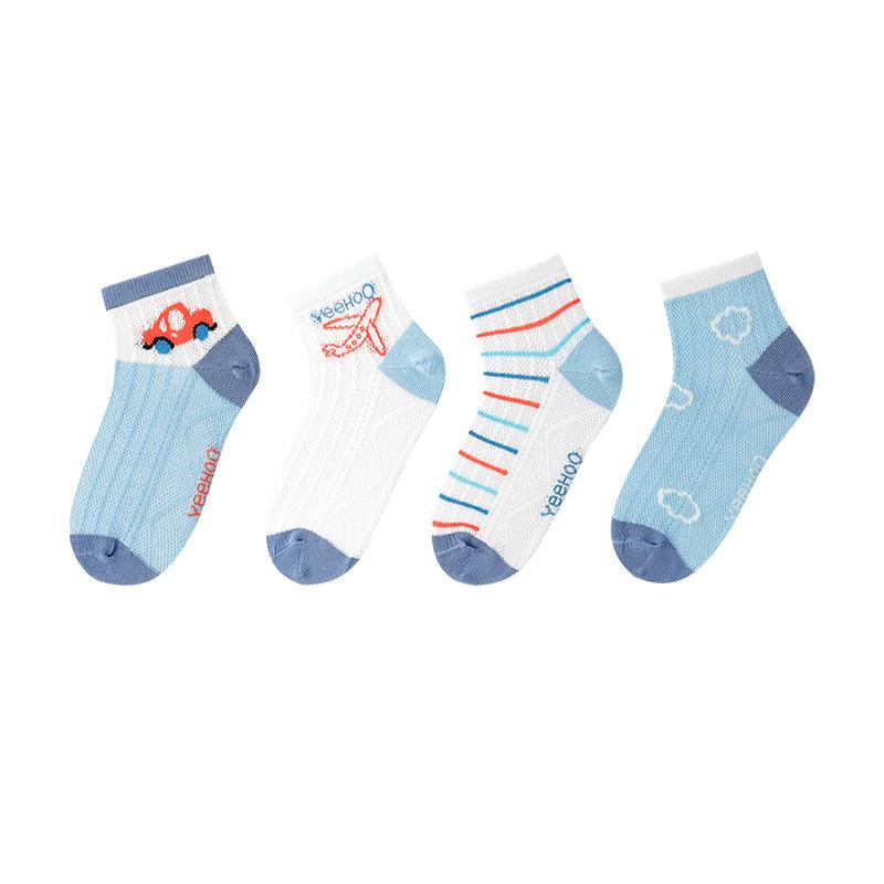 YEEHOO Kids  Summer Breathable Mesh Cotton Sport Socks - 4 Pairs XL