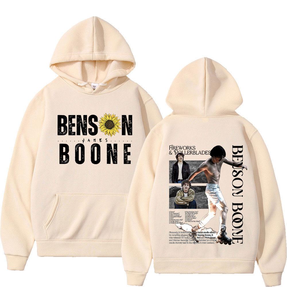 Benson Boone Hoodies Fireworks & Rollerblades 2024 Tour Pullovers Men's Women Fashion Long Sleeve Oversized Sweatshirt Fans Gift