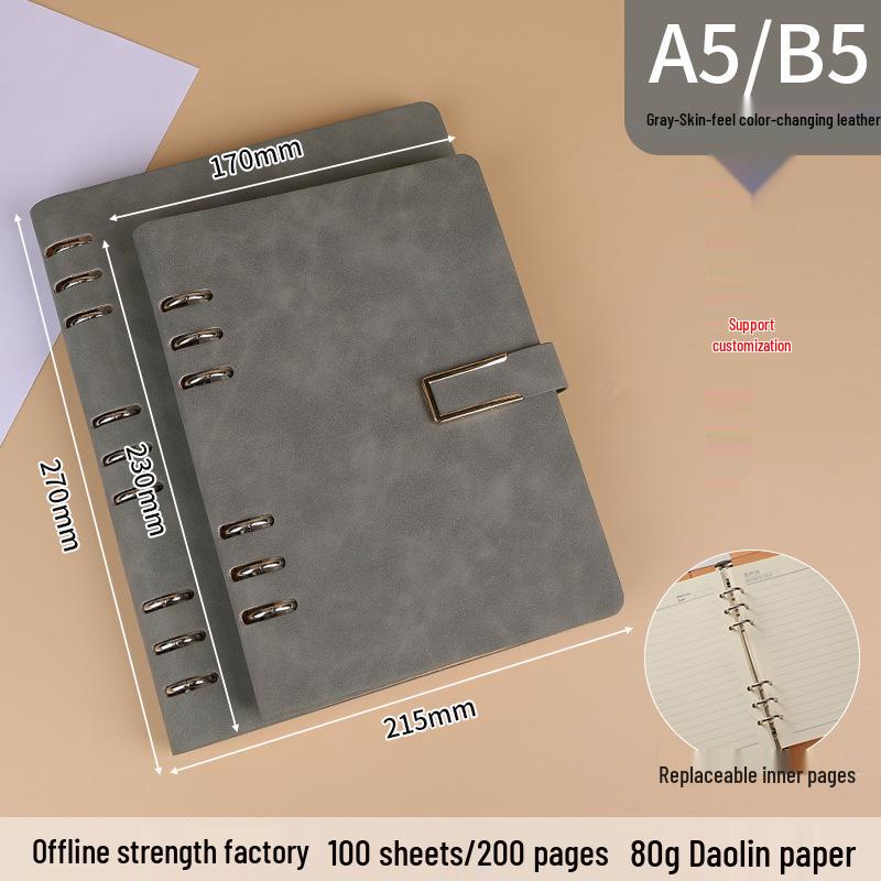 A5 Loose-Leaf Notebook Gift Set: Business Diary with Hollowed 6-Hole Design and Customizable Logo