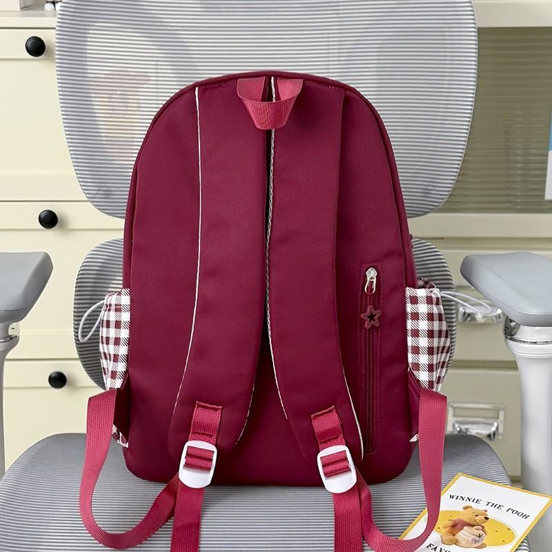 Schoolbag Japanese new high-value cute plaid bow backpack soft huhu sweet little fairy travel small backpack