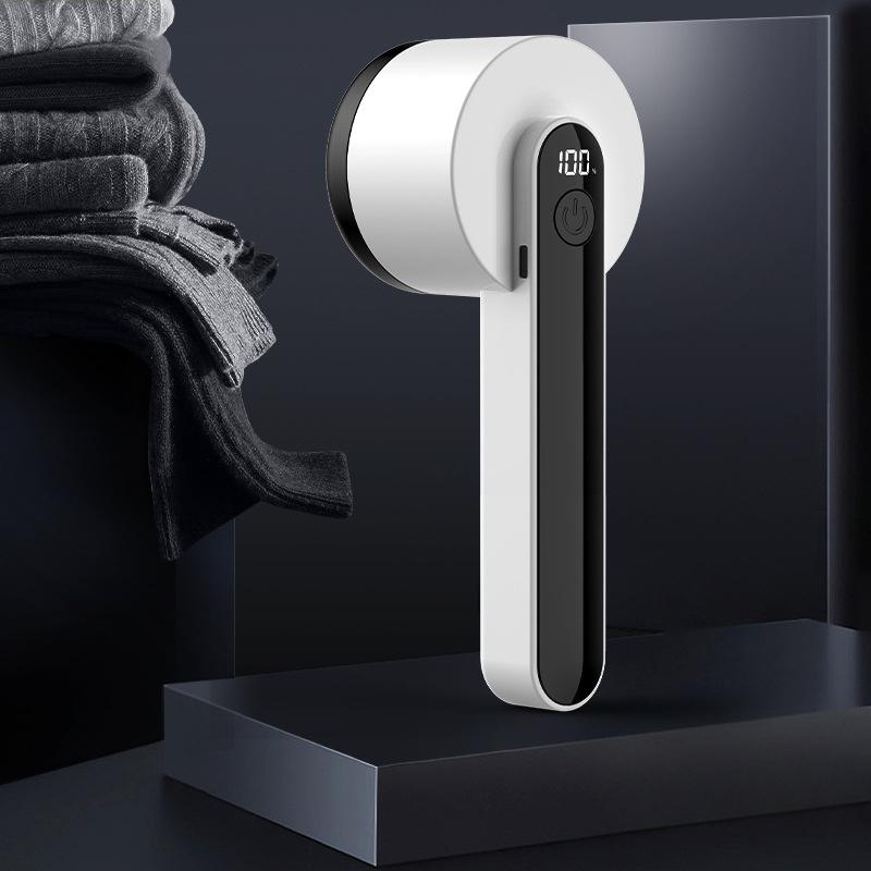 

1 шт., триммер с цифровым дисплеем, 6 лезвий, домашняя перезаряжаемая одежда, устройство для удаления комков волос, электрический портативный белый