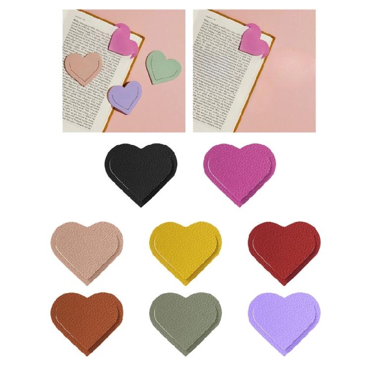 10 Pcs Bible Bookmarks Heart Shaped Page Markers PU Leather Bookmarks Simple Book Markers Creative Bookmarks for Reading