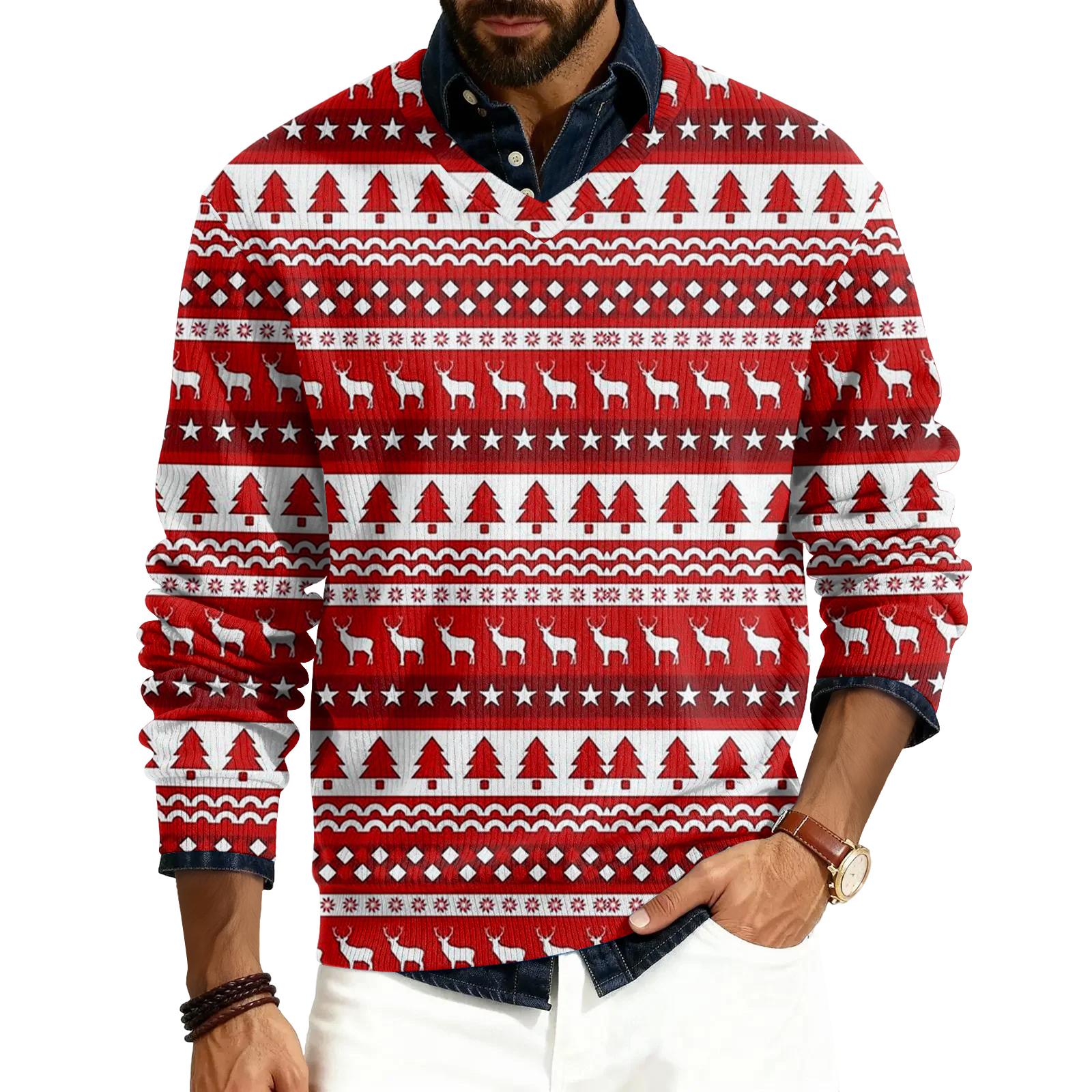 

Мужской пуловер с V-образным вырезом, длинными рукавами и рубчатой вязкой XL винный