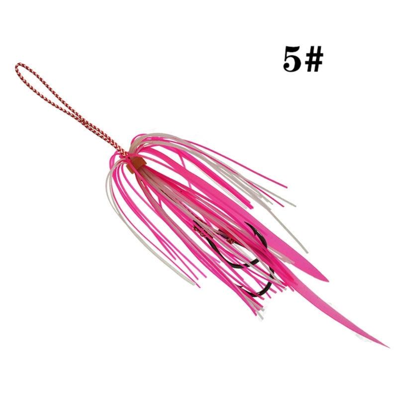 5er Pack Haken aus Kohlenstoffstahl mit doppeltem Jigging-Assist-Haken Salzwasser-Angelhaken Ersatzhaken Vertikale Jigs Köder Hakenset