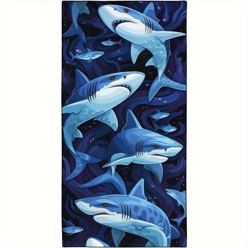Shark Print Skin Friendly Quick Dry Towel, Large Polyester for Surfing Swimming Yoga Fun