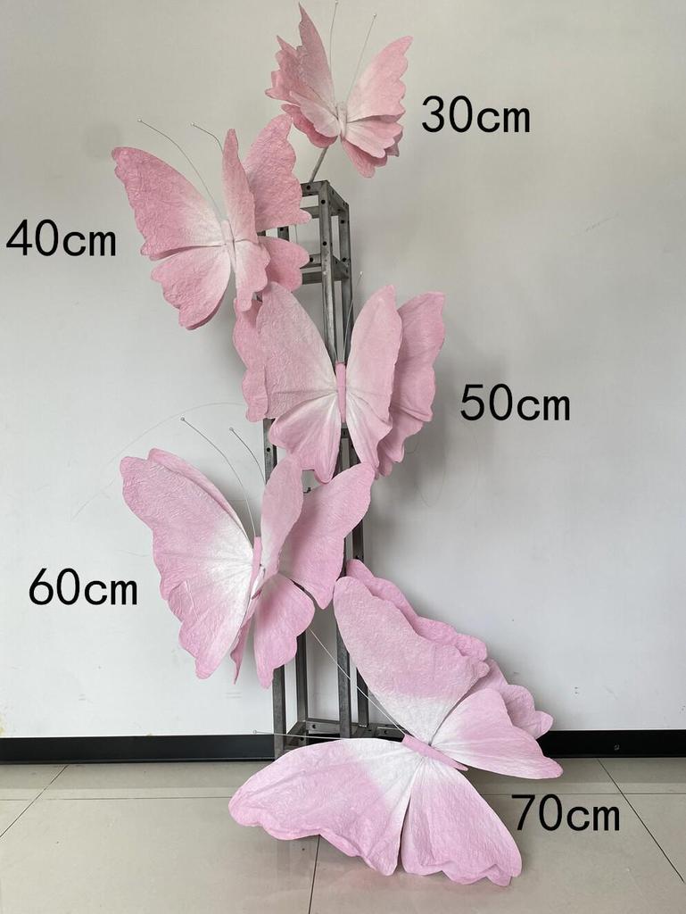 Large Pink Butterfly Art Set for Visual Merchandising, Window Decoration, Floral Display, and Hotel Landscaping