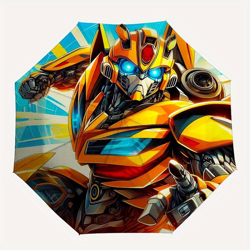 1pc Transformers Bumblebee Robot Artwork Umbrella with Plastic Handle,Suitable for All Seasons Home Travel Outdoor UmbrellaM900