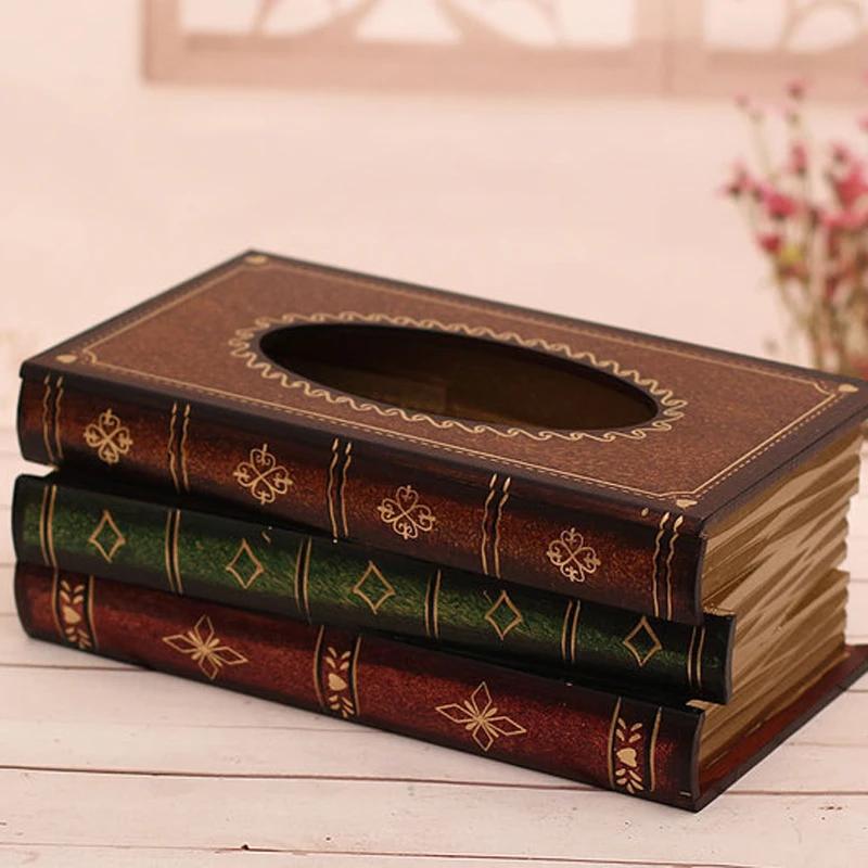 Vintage Tissue Box Paper Storage Holder Table Kitchen Napkin Organizer Box Creative Book Handkerchief Container Home Decoration