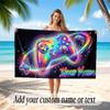 Neon Abstract Theme Beach Towel Personalized Custom Name & Text Soft Quick Dry Beach Towel for Swimming Travel