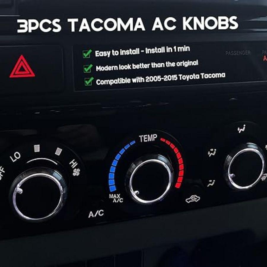 3Pcs Tacoma AC Knobs Replacement Compatible with 2005-2015 A/C Knobs Air Conditi